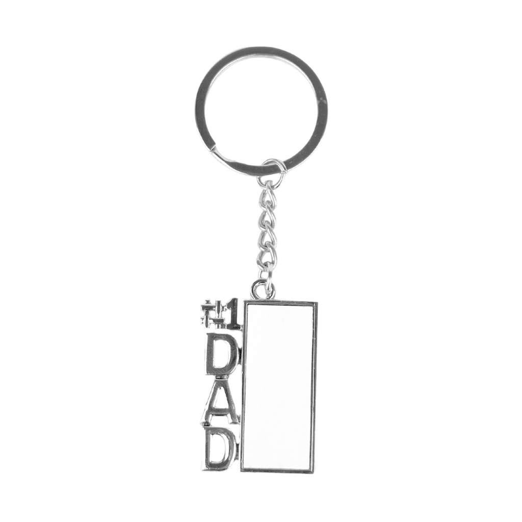 Number 1 (#1) Dad Metal Keyring - Silver