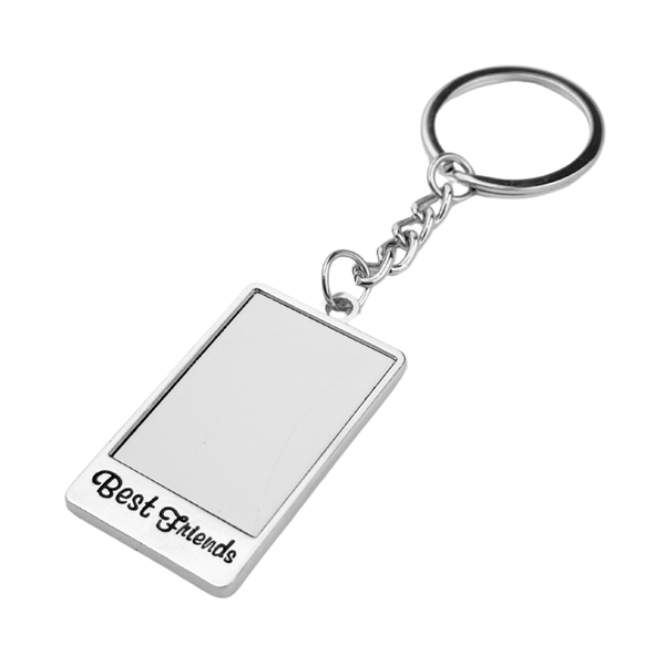 Best Friends Rectangle Keyring - Silver