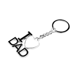 I Love Heart Dad Metal Keyring - Silver & Black