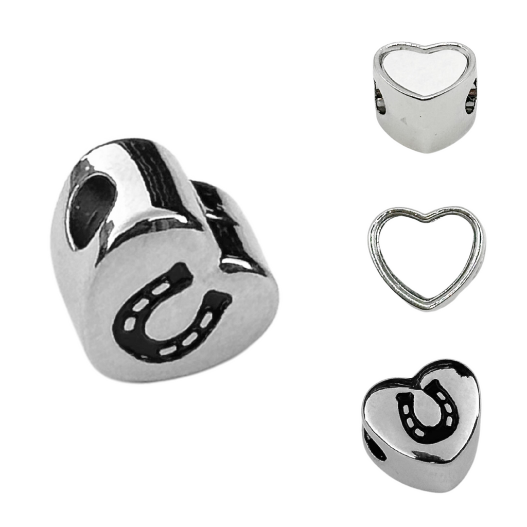 Pandora Style Horse Shoe Heart Charm Silver Sublimation Blank