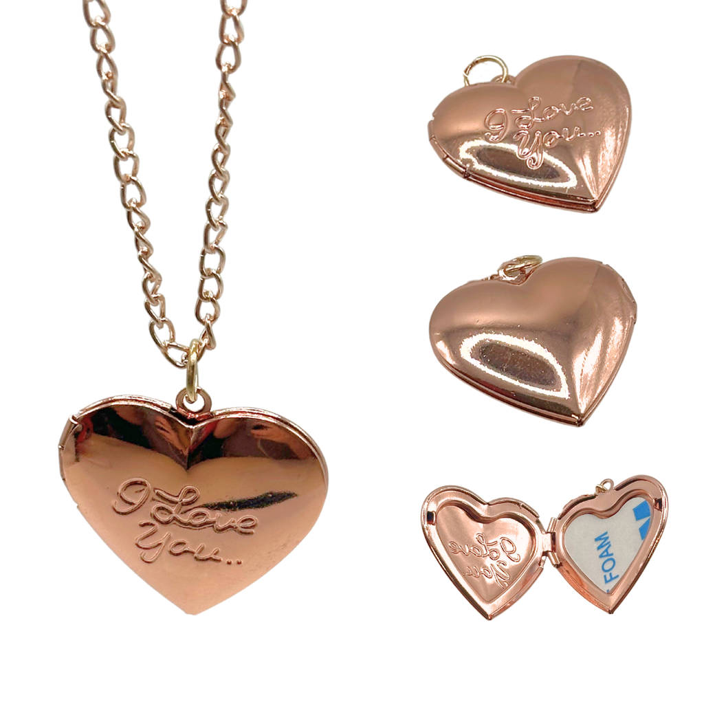 I Love You Necklace Locket Sublimation Blank - Rose Gold