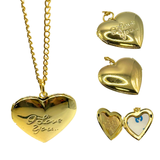 I Love You Necklace Locket Sublimation Blank - Gold