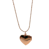 Diamanté Love Heart Outline Necklace Locket - Rose Gold