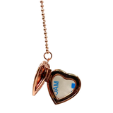 Diamanté Love Heart Outline Necklace Locket - Rose Gold