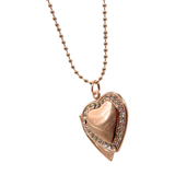 Diamanté Love Heart Outline Necklace Locket - Rose Gold