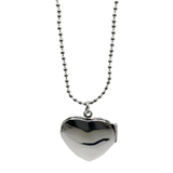 Diamanté Love Heart Outline Necklace Locket - Silver