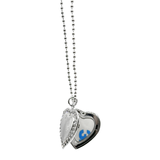 Diamanté Love Heart Outline Necklace Locket - Silver