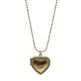 Diamanté Love Heart Outline Necklace Locket - Gold