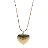 Diamanté Love Heart Outline Necklace Locket - Gold