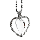 Spinning Silver Diamanté Heart Necklace (Double Sided) Sublimation Blank