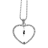 Spinning Silver Diamanté Heart Necklace (Double Sided) Sublimation Blank