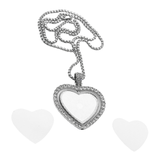 Spinning Silver Diamanté Heart Necklace (Double Sided) Sublimation Blank
