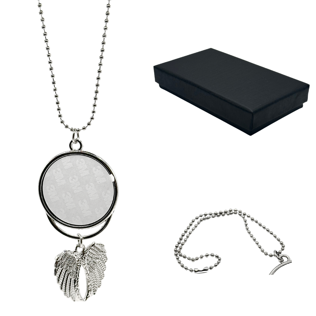 Dangling Car Mirror Silver Charm - Double Sided With Gift Box