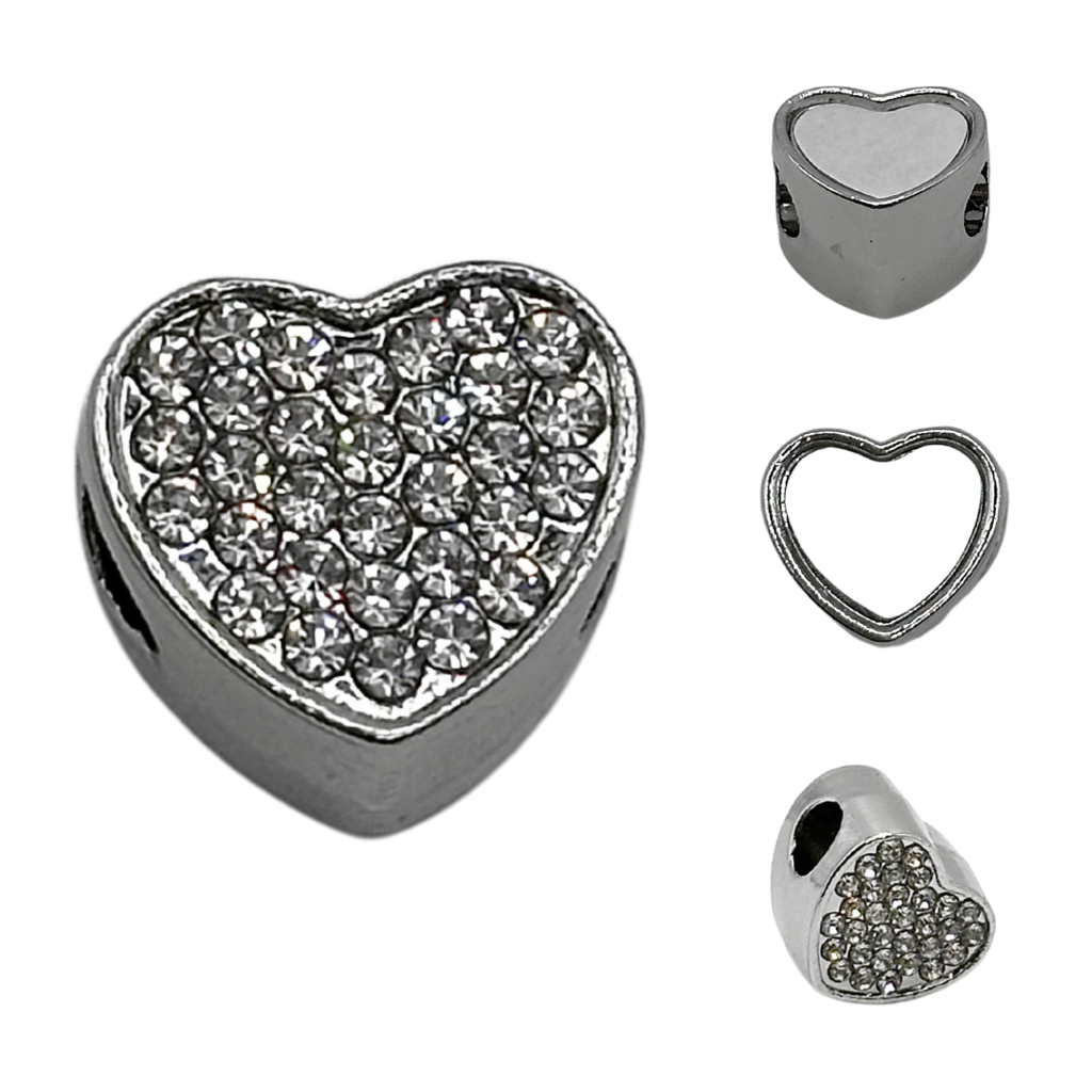 Pandora Style Heart Charm (Silver Diamanté) Sublimation Blank