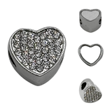 Pandora Style Heart Charm (Silver Diamanté) Sublimation Blank