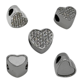 Pandora Style Heart Charm (Silver Diamanté) Sublimation Blank