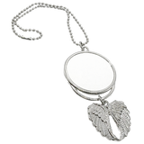 Dangling Car Mirror Silver Charm - Double Sided With Gift Box