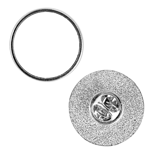 Circle Metal Badge Lapel Pin - Silver