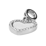 Pandora Style Dangling Heart Charm (Silver Diamanté) Sublimation Blank
