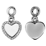 Pandora Style Dangling Heart Charm (Silver Diamanté) Sublimation Blank