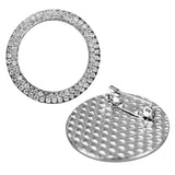 Diamanté Circle Metal Badge With Pin - Silver