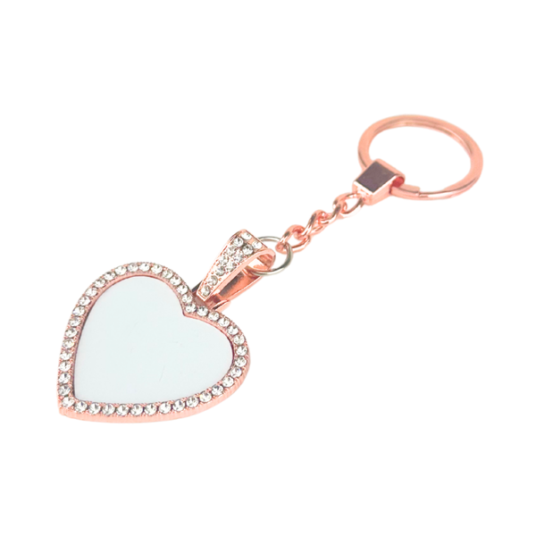 Diamanté Heart Keyring - Rose Gold