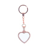 Diamanté Heart Keyring - Rose Gold