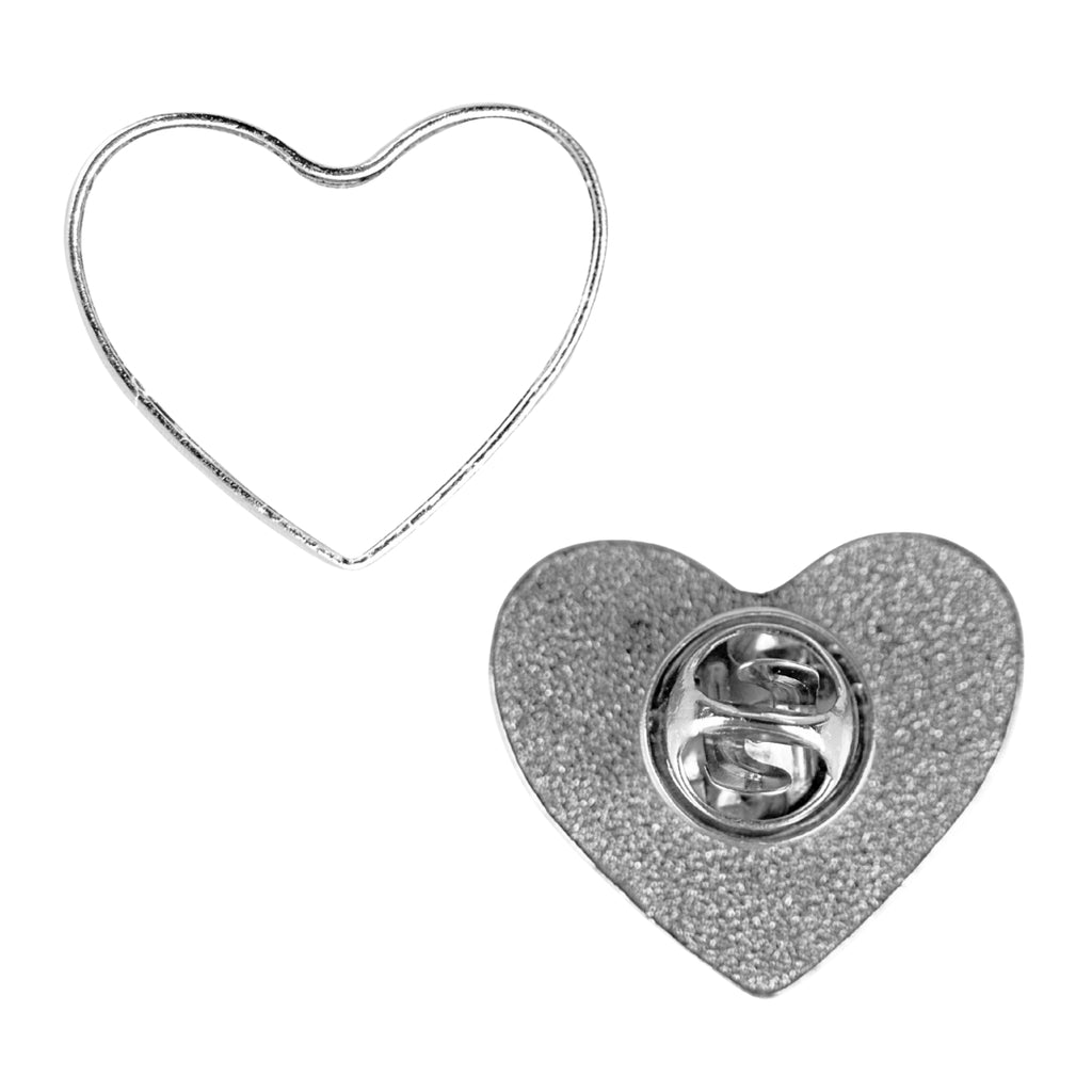 Heart Shape Metal Badge Lapel Pin - Silver