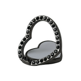 Black Diamanté Heart Shape Metal Phone Grip