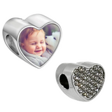 Pandora Style Heart Charm (Silver Diamanté) Sublimation Blank