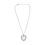 Double Diamanté Heart Necklace - Silver