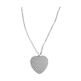 Double Diamanté Heart Necklace - Silver
