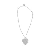 Double Diamanté Heart Necklace - Silver