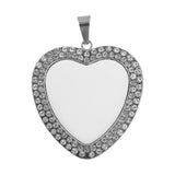 Double Diamanté Heart Necklace - Silver