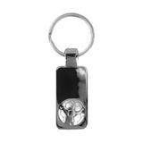 3D Football Rectangle Keyring - Silver