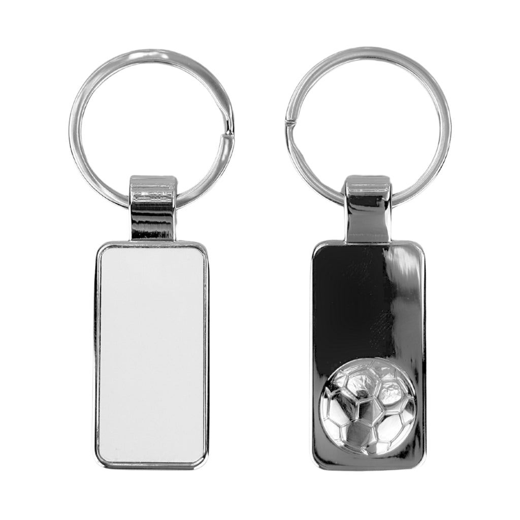 3D Football Rectangle Keyring - Silver