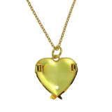 Diamanté Angel Wings Heart Shaped Locket Necklace - Gold