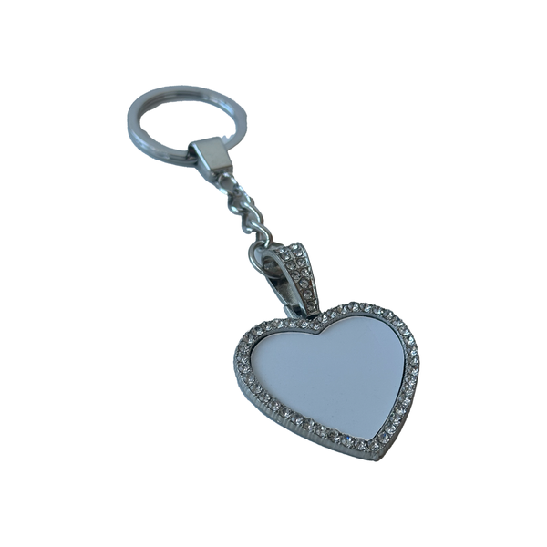 Diamanté Heart Keyring - Silver