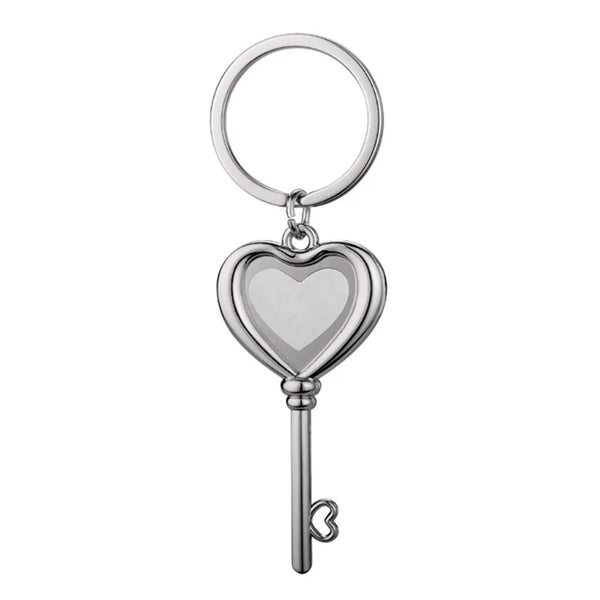 Love Heart Shaped Key Keyring - Silver Sublizon
