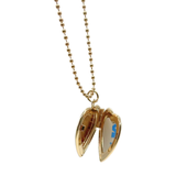 Diamanté Love Heart Outline Necklace Locket - Gold