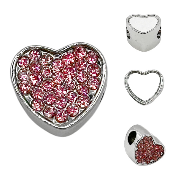 Pandora Style Heart Charm (Pink Diamanté) Sublimation Blank