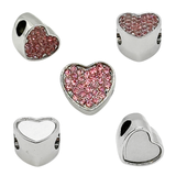 Pandora Style Heart Charm (Pink Diamanté) Sublimation Blank