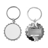 Bottle Cap Shaped Bottle Opener Keyring - Silver