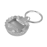 Bottle Cap Shaped Bottle Opener Keyring - Silver