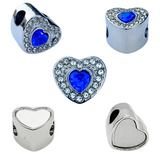 Pandora Style Birthstone Heart Charm (Silver Diamanté) Sublimation Blank