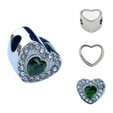 Pandora Style Birthstone Heart Charm (Silver Diamanté) Sublimation Blank