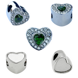 Pandora Style Birthstone Heart Charm (Silver Diamanté) Sublimation Blank