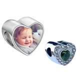 Pandora Style Birthstone Heart Charm (Silver Diamanté) Sublimation Blank