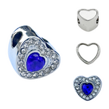 Pandora Style Birthstone Heart Charm (Silver Diamanté) Sublimation Blank