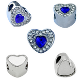 Pandora Style Birthstone Heart Charm (Silver Diamanté) Sublimation Blank